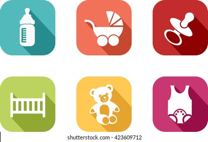 Baby icon.
Colorful icons to represent the universe of the baby.