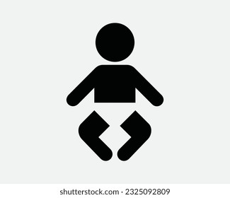 Baby Icon. Infant Newborn Toddler Young Kid Small Child Boy Children Diaper Birth New Born Black White Graphic Clipart Artwork Symbol Sign Vector EPS