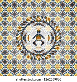 baby icon inside arabesque emblem background. arabic decoration.