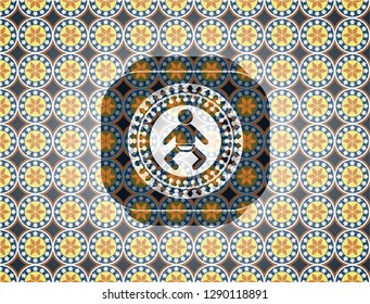 baby icon inside arabesque emblem background. arabic decoration.
