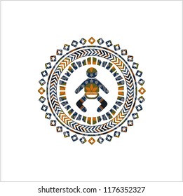 baby icon inside arabesque style badge. arabic decoration.