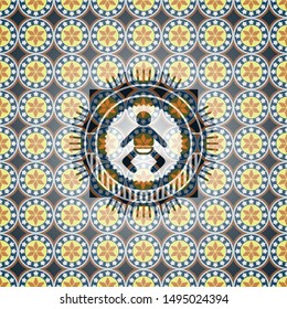 baby icon inside arabesque style badge. arabic decoration.