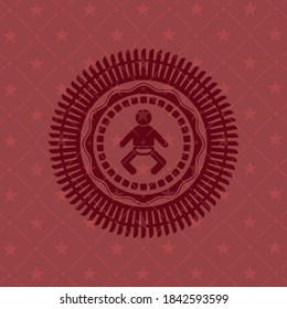 baby icon inside badge with red background. 