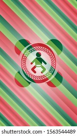 baby icon inside christmas colors style badge.