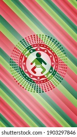 baby icon inside christmas style emblem. 