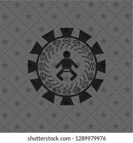 baby icon inside dark emblem. Retro