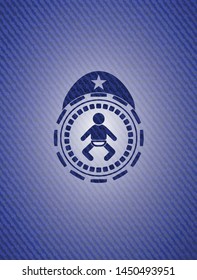 baby icon inside denim background