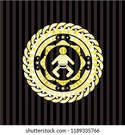 baby icon inside golden badge