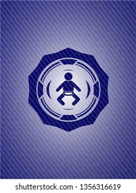 baby icon inside jean or denim emblem or badge background