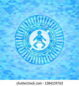 baby icon inside light blue emblem with mosaic ecological style background