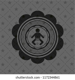 baby icon inside realistic dark emblem