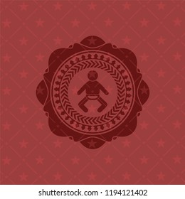 baby icon inside red emblem. Retro