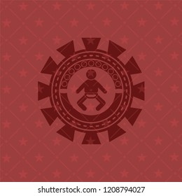 baby icon inside red emblem. Vintage.
