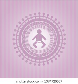 baby icon inside retro pink emblem
