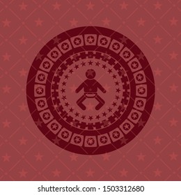 baby icon inside retro style red emblem