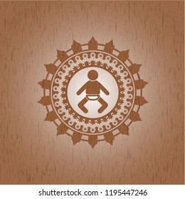 baby icon inside retro wooden emblem baby icon inside retro wooden emblem