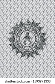 baby icon inside shiny silver emblem. Scales pattern. Vector Illustration. Detailed.