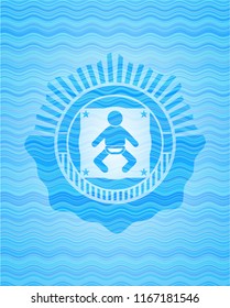 baby icon inside sky blue water badge.