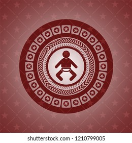 baby icon inside vintage red emblem