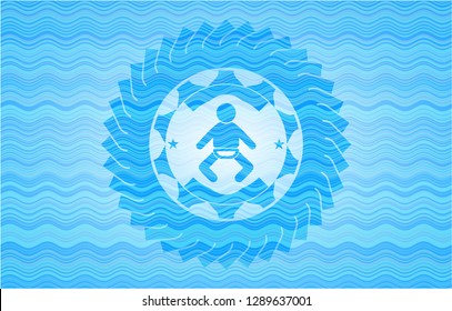 baby icon inside water wave concept style emblem.