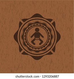 baby icon inside wood emblem. Retro