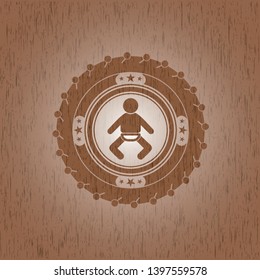 baby icon inside wood emblem. Retro