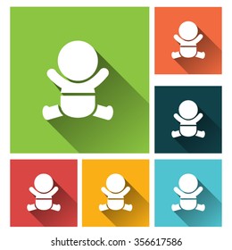 Baby icon - long shadow flat training icon set