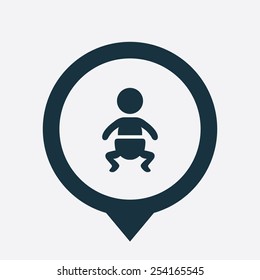 baby icon map pin on white background 