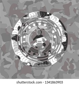 baby icon on grey camo texture