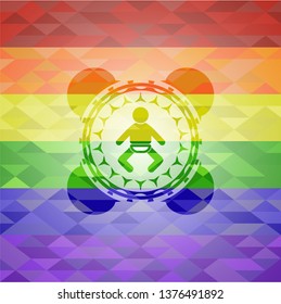 baby icon on mosaic background with the colors of the LGBT flag