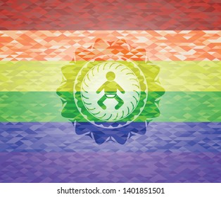 baby icon on mosaic background with the colors of the LGBT flag