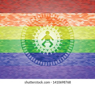 baby icon on mosaic background with the colors of the LGBT flag