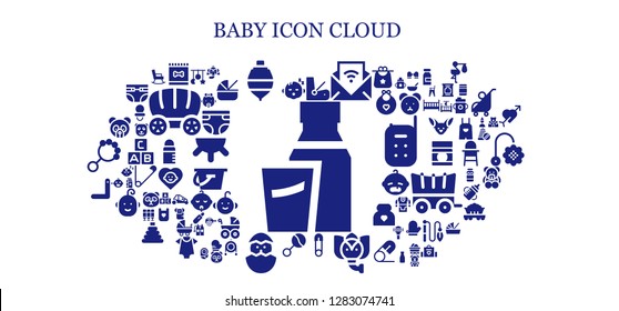  baby icon set. 93 filled baby icons. Simple modern icons about  - Milk, Baby, Feed, Spinning top, Seat, Safety pin, Elephant, Rattle, Chick, Duck, Panda bear, Crib toy, Rocking chair