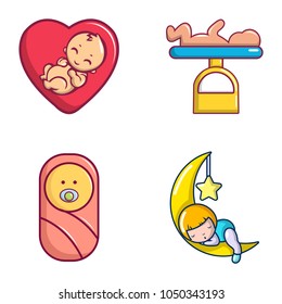 Baby icon set. Cartoon set of baby vector icons for web design isolated on white background