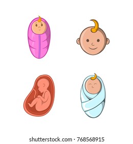 Baby icon set. Cartoon set of baby vector icons for your web design isolated on white background