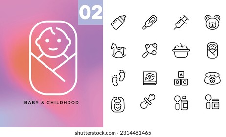 baby icon set childhood icon set concept set stroke icon