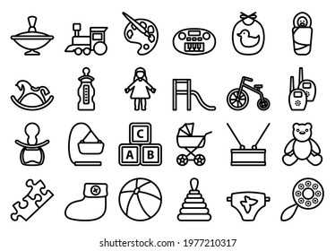 Baby Icon Set. Editable Bold Outline Design. Vector Illustration.