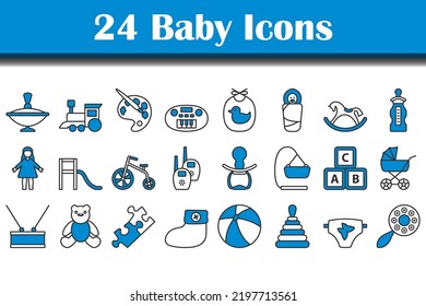 Baby Icon Set. Editable Bold Outline With Color Fill Design. Vector Illustration.