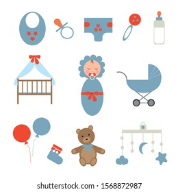 Baby icon  set. Flat design on white background