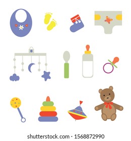 Baby icon  set. Flat design on white background