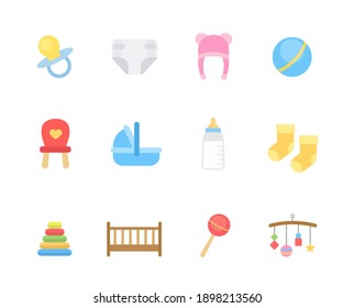 Baby icon set in flat style design