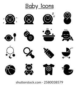 Baby icon set in glyph style