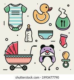 Baby icon set illustration. Cute baby vector elements
