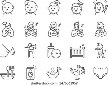 Baby Icon Set. Included Icons As Newborn, Infant, Kid, Children, Parent And More.