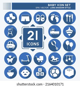 Baby Icon Set. suitable for Education symbol. long shadow style. simple design editable. design template vector. simple symbol illustration