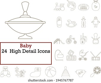 Baby Icon Set. Thin Editable Stroke Line Without Filling Design. Vector Illustration.