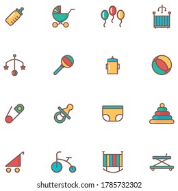 Baby icon set in thin line style