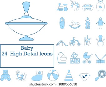 Baby Icon Set. Thin Line With Blue Fill Design. Vector Illustration.