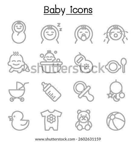 Baby icon set in thin line style