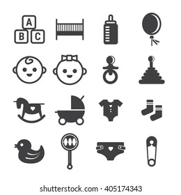 baby icon set vector